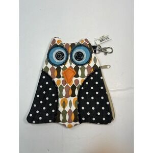 Ganz Quilted Canvas Owl Coin Purse Key Chain Handmade Key Hook GIFT NWT